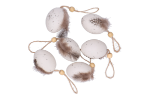 Jajka plastikowe z ozdobnym sznureczkiem i piórkiem 344.914