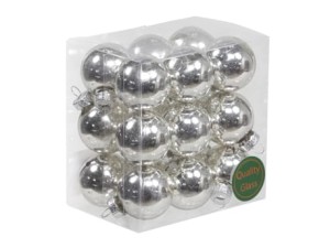Bombki szklane 30mm Zawieszka Srebrne