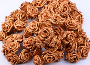 Różyczki brokatowe miedziane 72 szrt