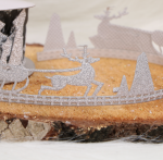 Wstążka świąteczna srebrna brokatowa  renifery