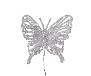 Motyle brokatowe srebrne
