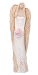 Anioł gipsowy biały z kwiatem duży 43 cm 
