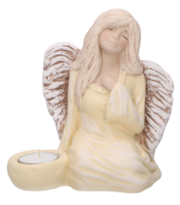 Aniołek świecznik żółty 18 cm 