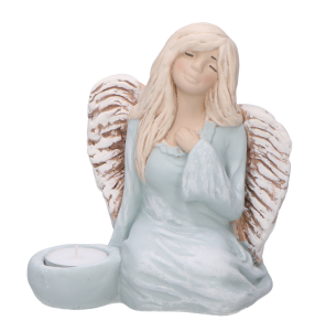 Aniołek świecznik niebieski 18 cm  