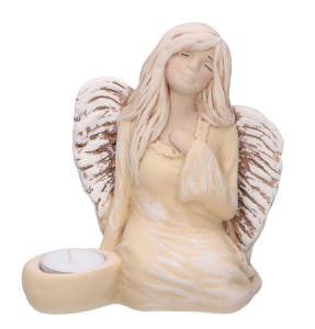 Aniołek świecznik łososiowy 18 cm