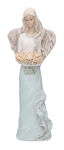 Anioł gipsowy niebieski z bukietem 29 cm 