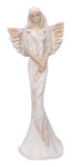 Anioł gipsowy biały z łososiem 36 cm 