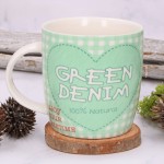 Kubek Miętowy z sercem w kratkę Green Denim