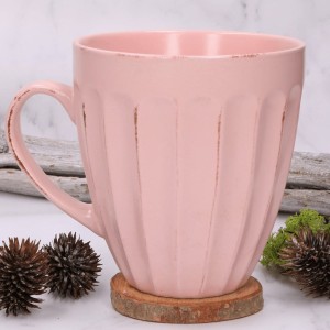 Kubek ceramiczny Różowy Duży Przecierany