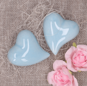 Serce ceramiczne szkliwione niebieskie 5cm 1szt 