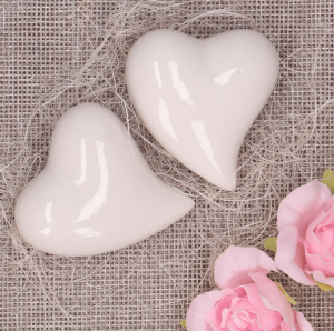 Serce ceramiczne szkliwione białe 5cm 1szt 