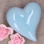 Serce ceramiczne szkliwione niebieskie 8cm 1szt