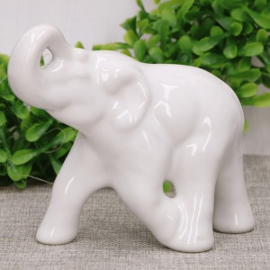 Słoń ceramiczny biały szkliwiony 9cm