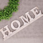 Drewniany napis HOME przecierana biel 33cm