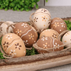 Jajka zawieszki Pisanki beż brąz krem w kwiatuszki 9szt