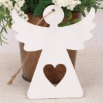 Drewniany aniołek biały zawieszka 12cm