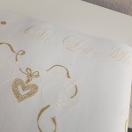 Bieżnik na stół ślub biały, złoto "Sto lat Młodej Parze" 10m 