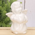 Anioł szkliwiony z sercem ecru 12cm