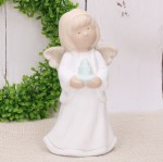 Anioł gipsowy z turkusową świecą 20cm