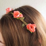 Opaska wianuszek na gumce łosoś