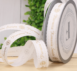 Wstążka komunijna ze złotym napisem 2cm 10m