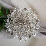 Broszka duży kwiat srebrny 6cm 1szt