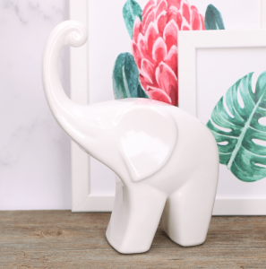 Słoń ceramiczny biały szkliwiony 22cm
