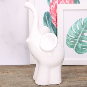 Słoń ceramiczny biały szkliwiony 22cm
