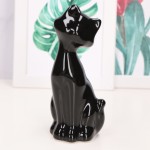 Kot ceramiczny czarny szkliwiony 17cm 