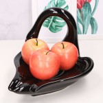 Talerz "Łabędź" ceramiczny szkliwiony czarny 25cm