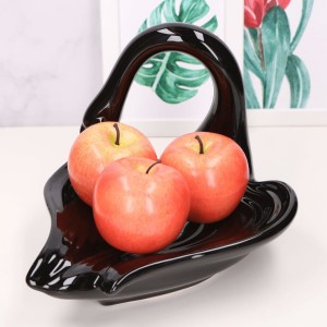 Talerz "Łabędź" ceramiczny szkliwiony czarny 25cm