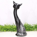 Kot ceramiczny dekorowany czarny 35cm