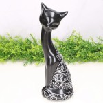 Kot ceramiczny dekorowany czarny 27cm 