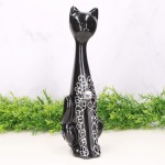 Kot ceramiczny dekorowany czarny 28cm