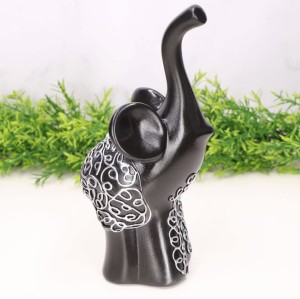 Słoń ceramiczny dekorowany czarny 24cm