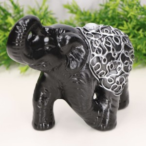 Słoń ceramiczny dekorowany czarny 15cm
