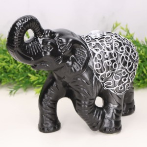 Słoń ceramiczny dekorowany czarny 20cm