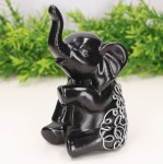Słoń ceramiczny dekorowany czarny 16cm