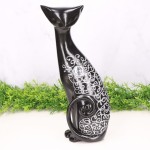 Kot ceramiczny dekorowany czarny 32cm
