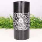 Świecznik "Tuba" ceramiczny dekorowany czarny 20cm