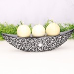 Świecznik "Łódka" ceramiczny dekorowany czarny 30cm 