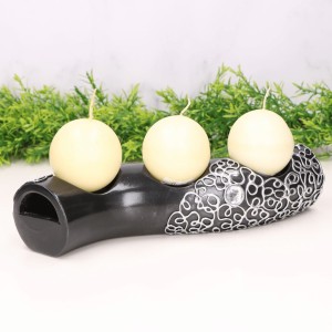 Świecznik "Ślimak" ceramiczny dekorowany czarny 26cm