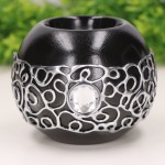 Świecznik "Kula" ceramiczny dekorowany czarny 10cm