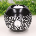 Świecznik "Kula" ceramiczny dekorowany czarny 7cm