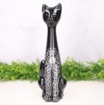 Kot ceramiczny dekorowany czarny 32cm