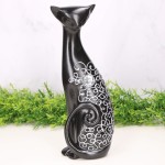 Kot ceramiczny dekorowany czarny 28cm