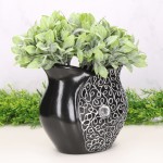 Wazon "Tulipan" ceramiczny dekorowany czarny 15cm