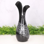 Wazon "Tulipan smukły" ceramiczny dekorowany czarny 32cm
