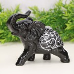 Słoń ceramiczny dekorowany czarny 10cm