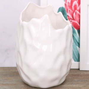 Wazon ceramiczny biały szkliwiony 18cm 